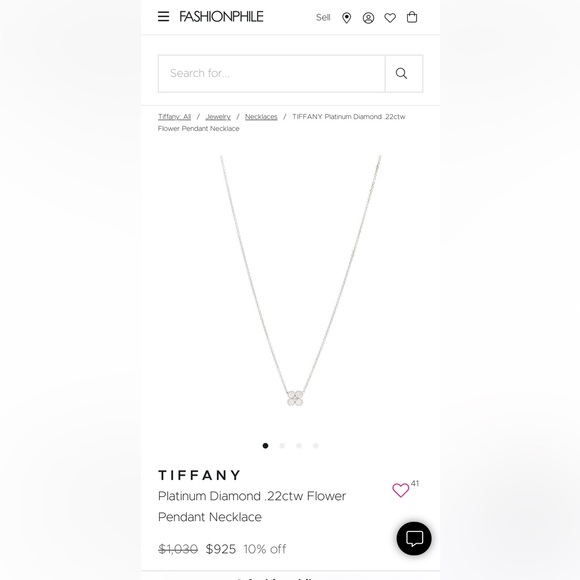 Tiffany Platinum Diamond Flower Necklace PT950 - Picture 9 of 10